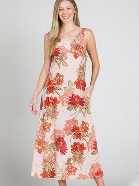 Paper Heart Women's Maxi Sleeveless Dress Floral Print Tank Dress A-line Size L